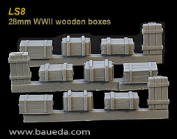 LS8 - 28mm WWII wooden boxes (12 pcs.)