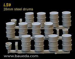 LS9 - 28mm 200 l steel drums (12 drums, 3 jerrycans and 3 buckets)